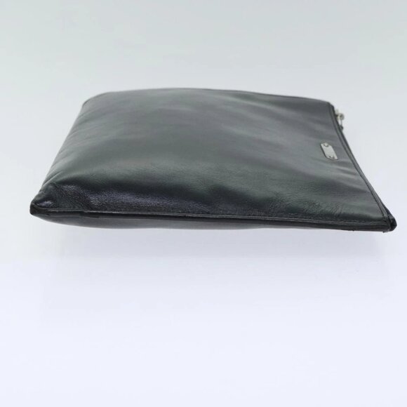 SAINT LAURENT Clutch Bag Leather Black Silver Auth bs18804 - Picture 7 of 16